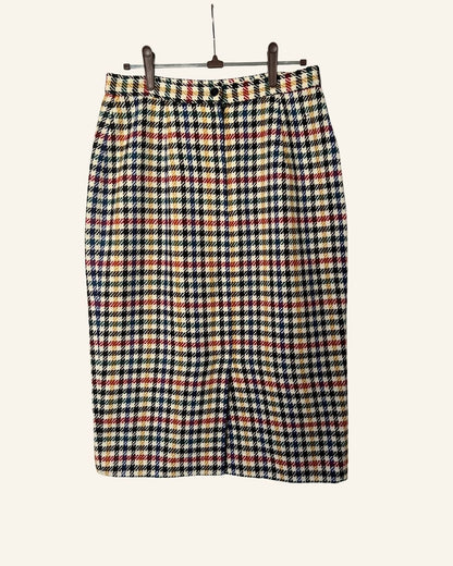 Vintage CACHAREL checked wool pencil skirt