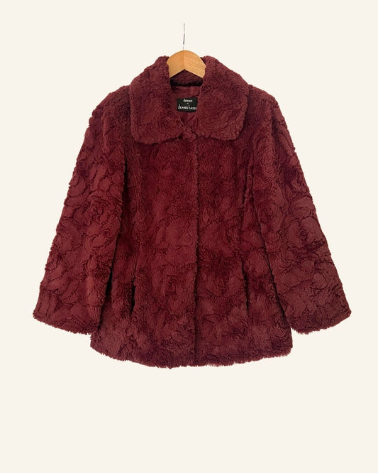 Vintage burgundy faux fur coat with purple highlights dennis basso
