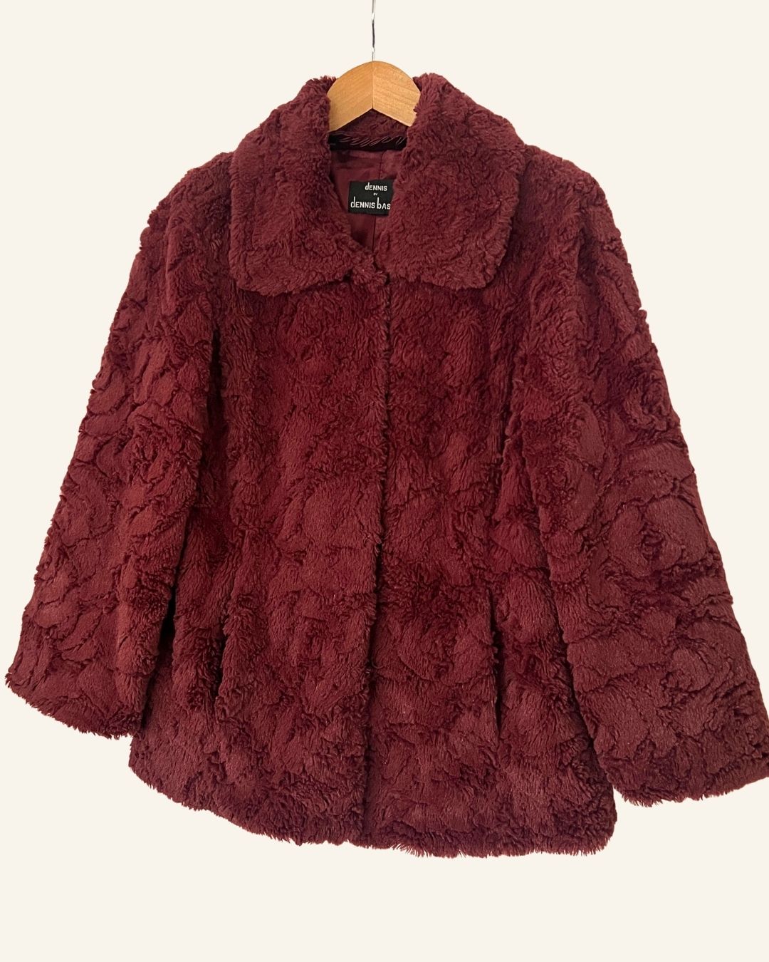 Vintage burgundy faux fur coat with purple highlights dennis basso