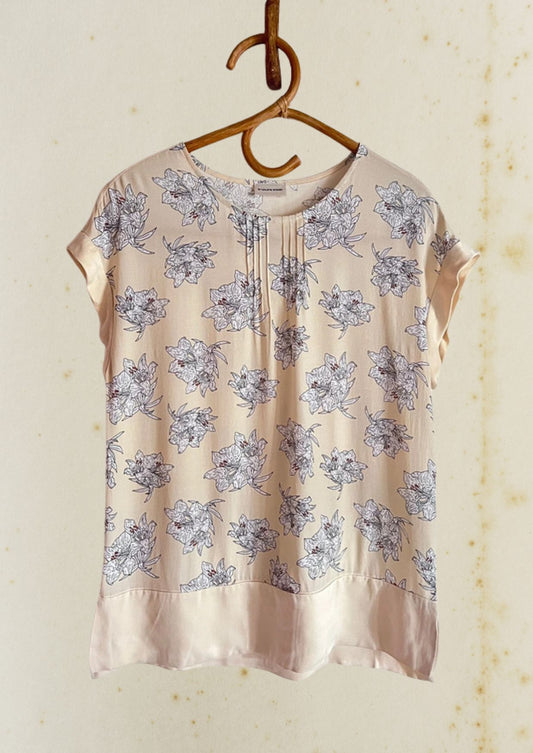 by malene birger floral print beige top blouse