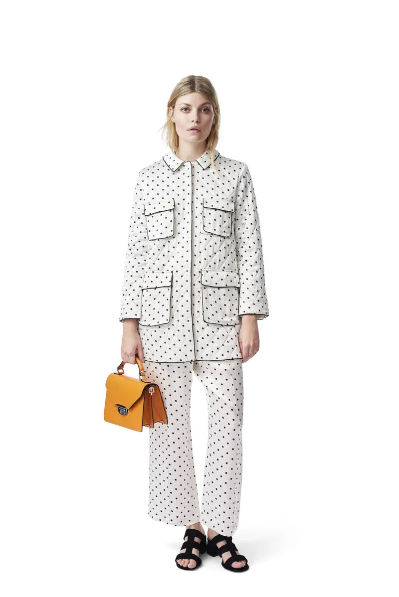 GANNI polka dots satin quilted jacket leclair satin