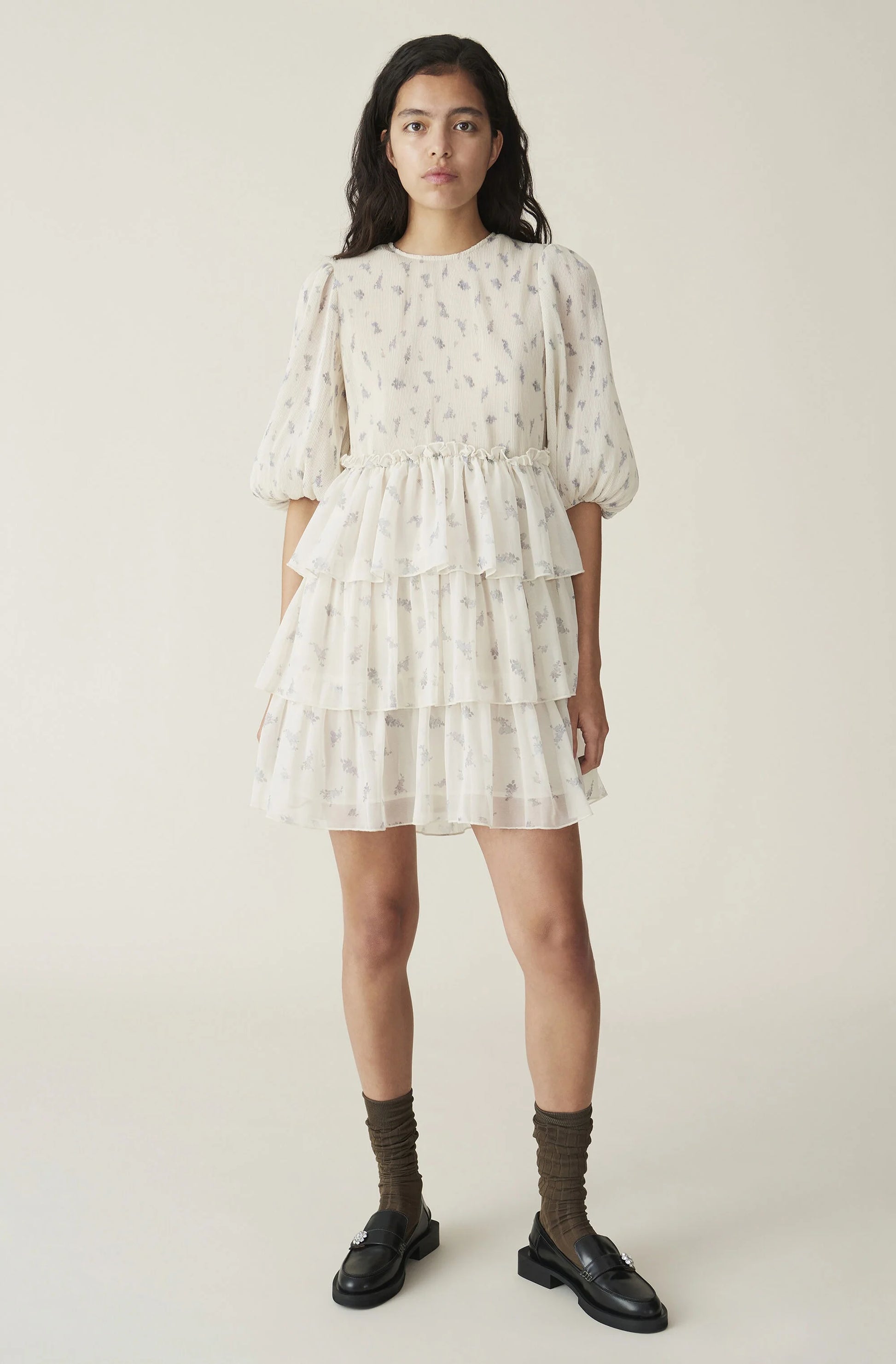 ganni pleatedruffleminidress lowell