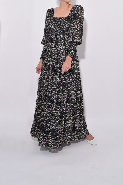 GANNI Georgette floral print maxi long dress