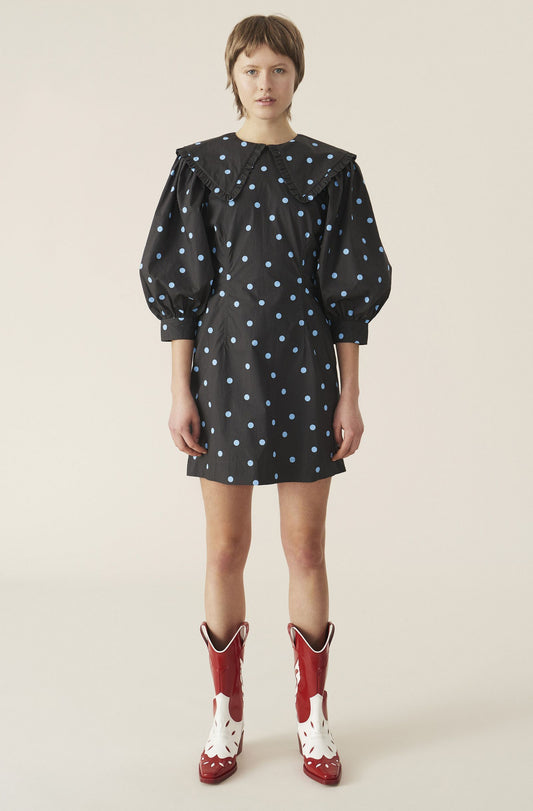 gannipolkadotminidresscollarpoplinblack