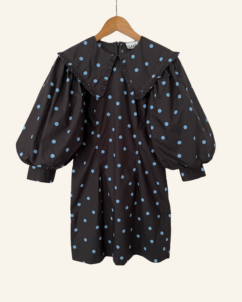 gannipolkadotminidresscollarpoplinblack