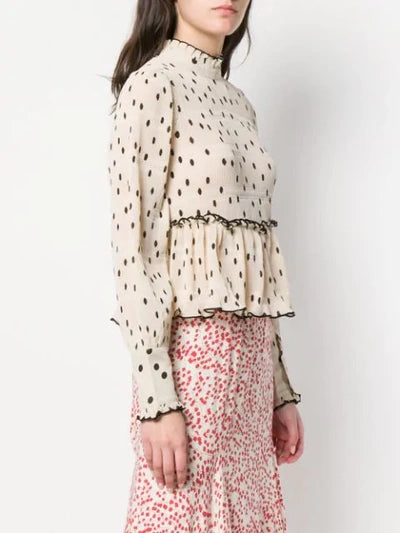 GANNI lowell polka dots pleated ruffled blouse lowell