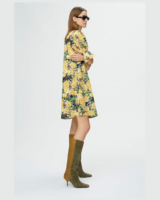 GESTUZ "Cassia" floral print shirt dress with balloon sleeves