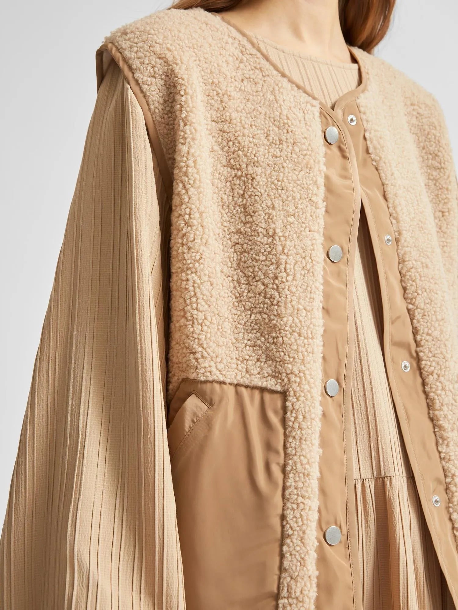 SELECTED FEMME beige teddy vest jacket