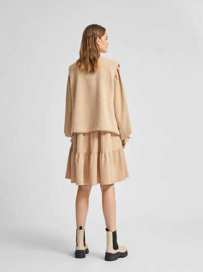 SELECTED FEMME beige teddy vest jacket