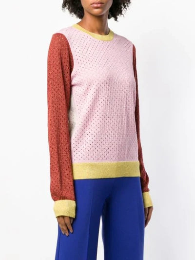 stinegoya colorful multicolor pink yellow red glitter lurex knitwear sweater